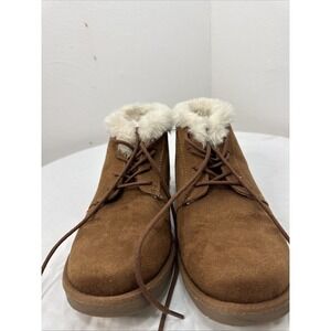 Makalu Kora Women's Brown Suede lace Up Snow Bootie Faux Fur Lining Women's Sz 9